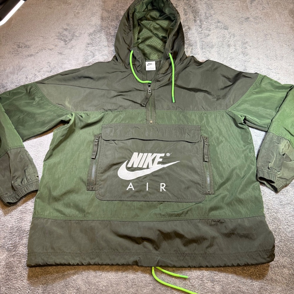 Nike Air Mens Tracksuit Set Green Half Zip Anorak Hooded Jacket & Pants XL - Picture 10 of 11